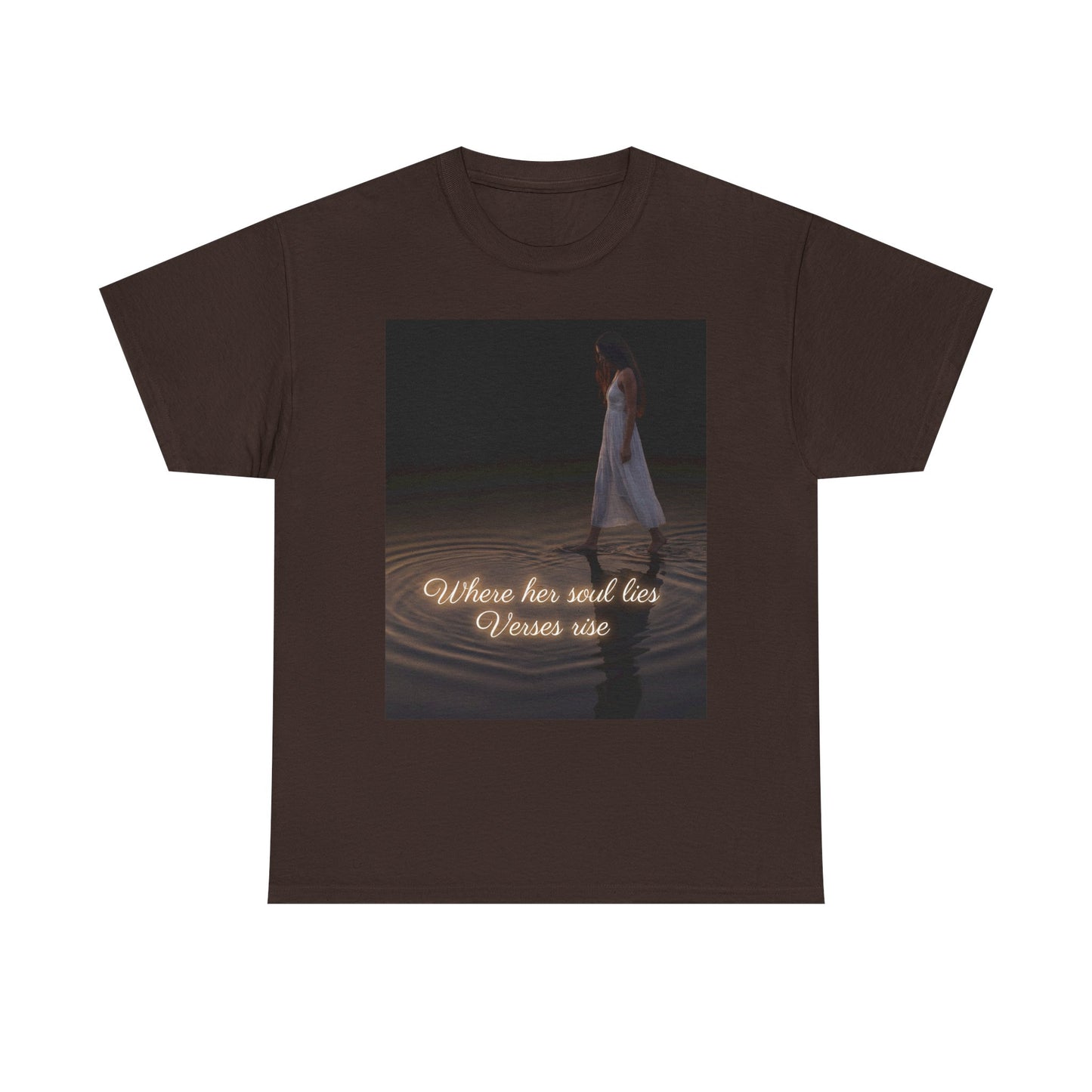 T-Shirt — "Where her soul lies, Verses rise" Poetic Night Photo Tee