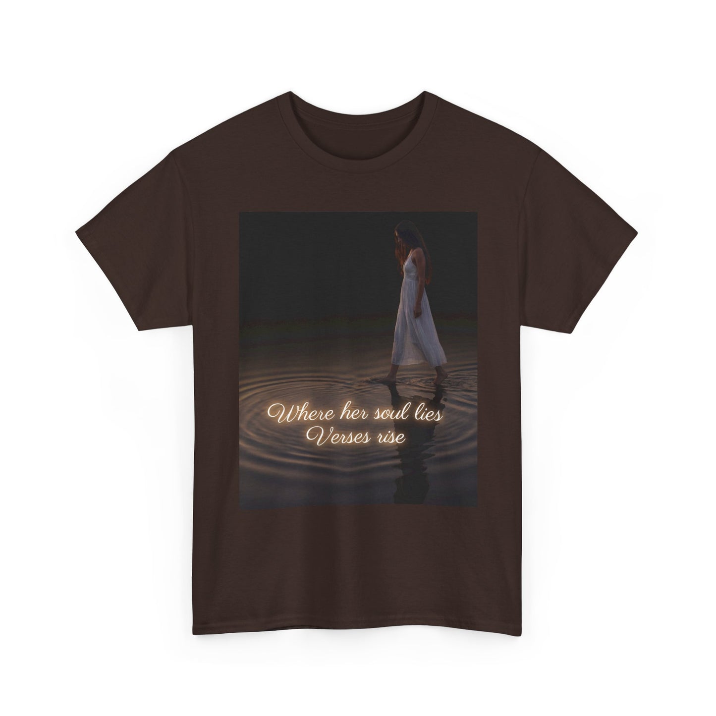 T-Shirt — "Where her soul lies, Verses rise" Poetic Night Photo Tee