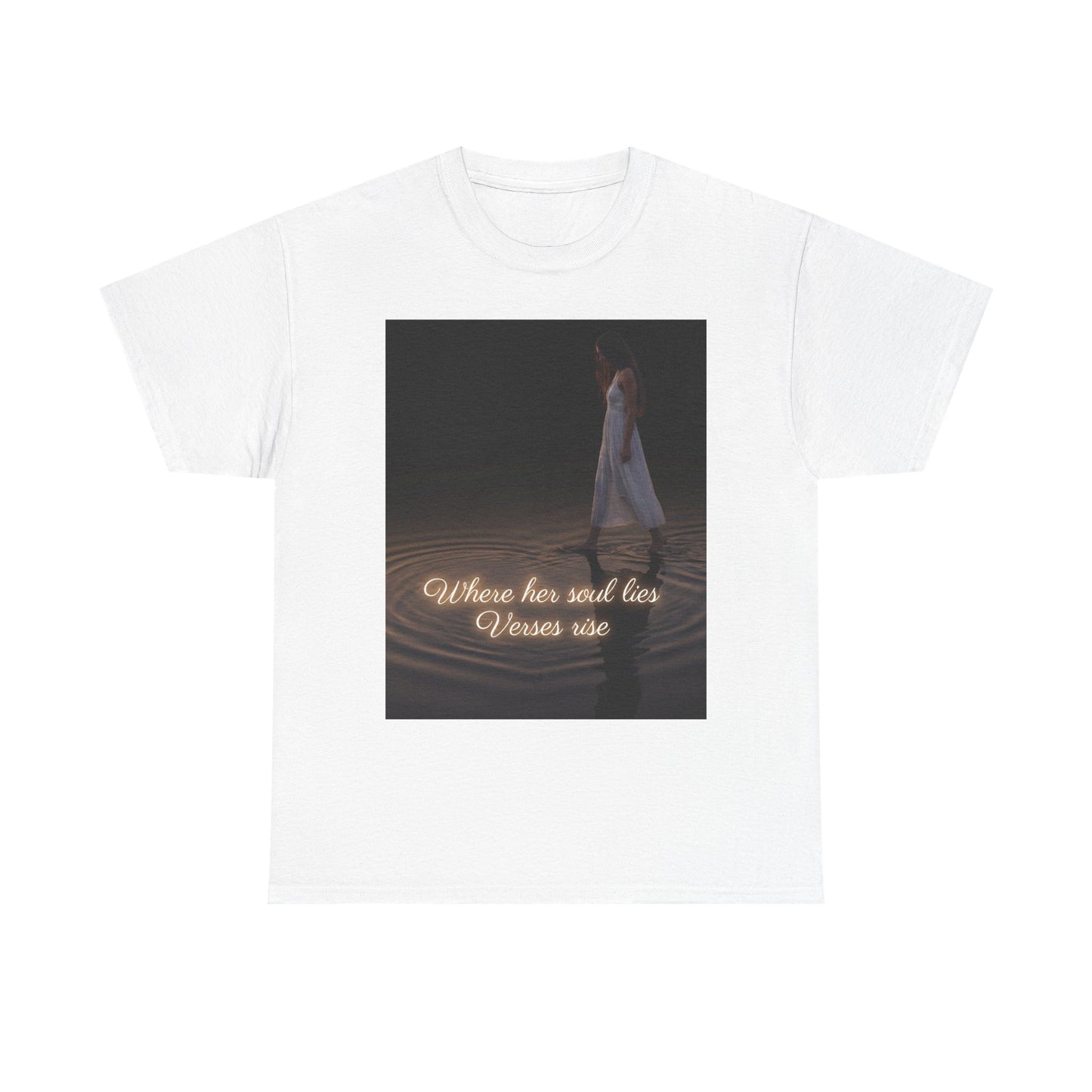 T-Shirt — "Where her soul lies, Verses rise" Poetic Night Photo Tee
