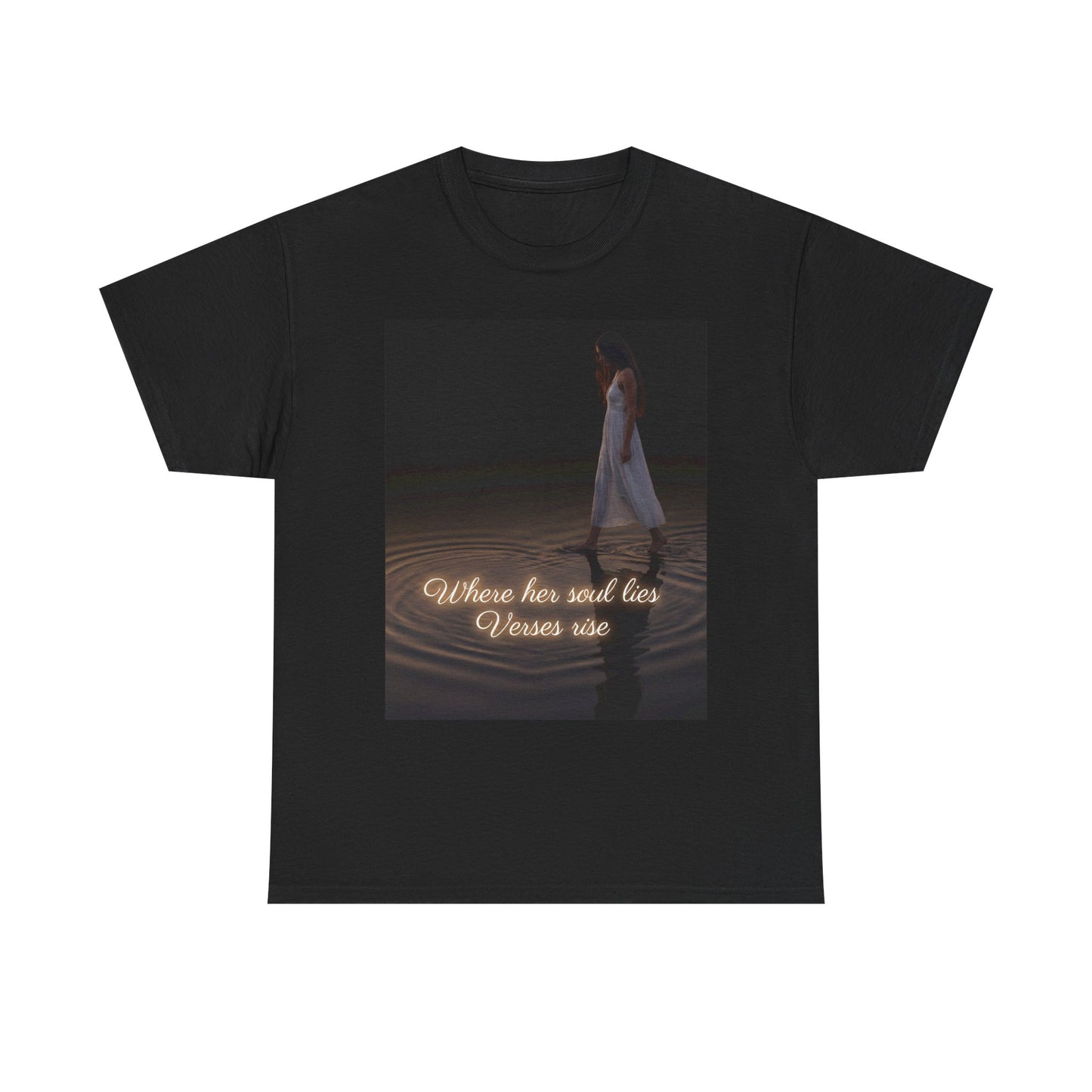 T-Shirt — "Where her soul lies, Verses rise" Poetic Night Photo Tee