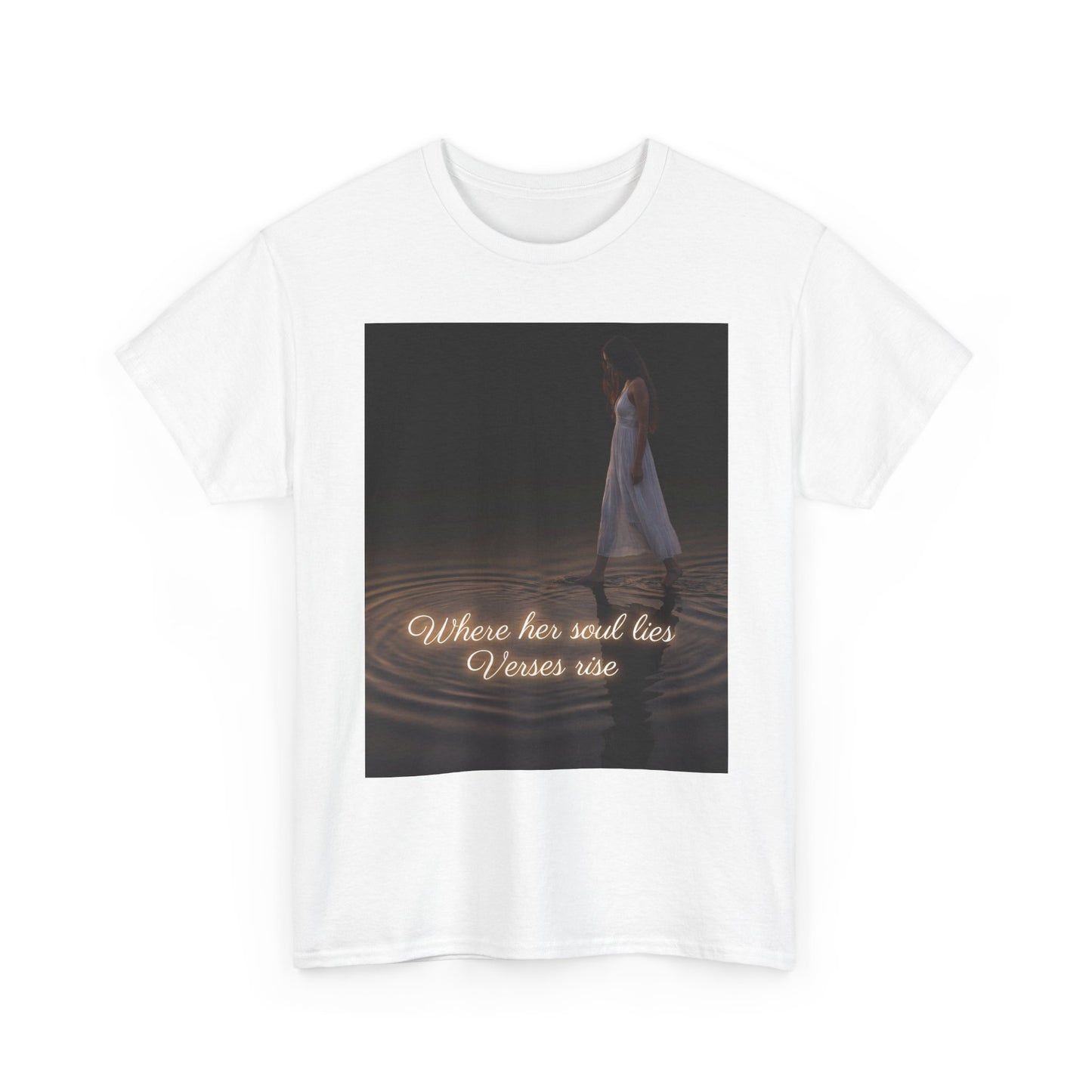 T-Shirt — "Where her soul lies, Verses rise" Poetic Night Photo Tee