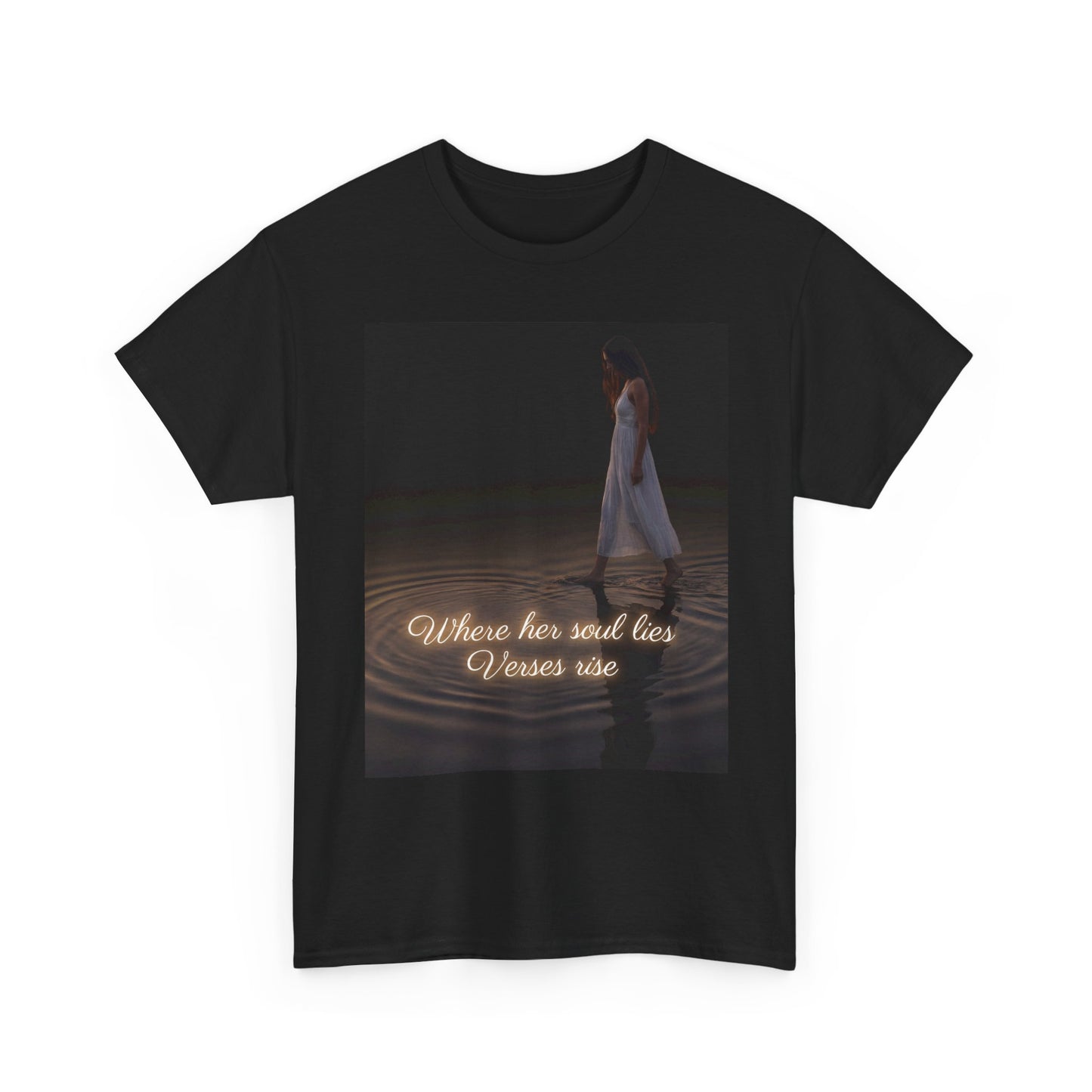 T-Shirt — "Where her soul lies, Verses rise" Poetic Night Photo Tee